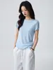 # Tencel Lana Lyocell # Camiseta Ligera, Suave, Amigable con la Piel, Transpirable para Mujer, Manga Corta de Verano, Corte Holgado, Top Adelgazante.