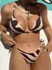 Bikini Nuevo 2025 Transfronterizo Europeo y Americano Aliexpress Copa Triangular Rayas Bikini Sexy Traje de Baño Dividido Traje de Baño