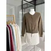 Cardigã de tricô simples estilo coreano, gola redonda, abotoamento simples, cor doce, para mulheres, novo estilo suave de início de outono, casaco de manga comprida