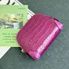 Bolsa de maquillaje de piel de vaca de capa superior con patrón de cocodrilo, monedero portátil, bolsa de almacenamiento multifuncional para mujer de cuero genuino, neceser de viaje