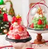 Caja Navideña para Pastel de 4 Pulgadas Caja para Postre Empaque Navideño de Árbol de Navidad Redonda Elevada Decoración de Regalo Adorno Horneado