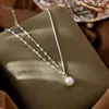 Collar de Perlas de Doble Capa para Mujer, Diseño de Nicho, Joyería de Alta Gama, Elegante y con Estilo, Cadena Clavicular Hueso de Serpiente de Moda de Lujo Ligero para Mujer