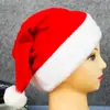 Decorações de Natal Pelúcia Curta Veludo Vermelho Dourado Borda de Pelúcia Chapéu de Papai Noel Chapéu de Natal para Adultos e Crianças