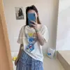 Camiseta Branca de Manga Curta Algodão Puro Oversized para Mulheres um Pouco Cheinhas, Top Chic Soltinho, Camiseta de Manga Meia-Manga Tamanho Grande