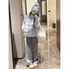 2026 Chaqueta Corta de Algodón con Parches en Manga Tejida para Mujer Cuello Alto Petite Ligera Diseño Coreano Ropa Exterior de Estudiante Abrigo de Algodón