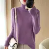 Suéter de punto para mujer 2026 grueso otoño e invierno manga larga capa base tejido suelto transfronterizo cuello alto nuevo color liso estilo coreano ropa de mujer