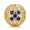 Prata 925 que preserva a cor com zircônia cúbica redonda espaçadores contas soltas pulseira de cristal cordão de mão colar de pérolas acessórios DIY