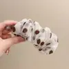 Presilha Banana de Cetim com Bolinhas de Alto Padrão Estilo Coreano para Mulheres, Grampo para a Parte de Trás da Cabeça, Acessório de Cabelo, Presilha para Rabo de Cavalo, Presilha Vertical, Ornamento de Cabelo, Presilha de Garra, Novo