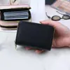 Novo Porta-Cartões Sanfonado com Zíper de Camada Dupla Carteira Curta de Cor Sólida Carteira Feminina Simples e da Moda Porta-Moedas Multifuncional