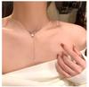 Collar de Acero de Titanio con Perlas y Zirconia Estilo Ins Coreano para Mujer, Versátil, Nicho, Alta Gama, Cadena para Clavícula, Joyería de Hadas al Por Mayor