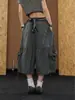 Direto do Fabricante: Calça Cropped Workwear com Cordão e Pregas Estilo Americano com Bolsos Grandes, Shorts de Perna Larga para Homens e Mulheres, Verão