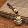 Llavero de Gato de la Suerte de Cobre de Fábrica, Bolsa de Dinero Calabaza, Una Hoja para la Riqueza, Colgante de los Doce Signos del Zodiaco, Venta al por Mayor