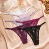 Tanga francés de encaje de bajo tiro transfronterizo europeo y americano para mujer, estilo minimalista de color liso, ropa interior transpirable y sexy