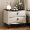 Mesita de noche de cuero, moderna y simple, para uso en el hogar, lujo ligero, pequeña, multifuncional, madera maciza, almacenamiento para dormitorio, mesita de noche, mueble de almacenamiento