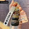 Baimao Original Resina Madera Tallada Gato Llavero Lindo Creativo Familia de Maullidos Muñeca Llavero Colgante para Mochila Escolar
