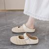 Meias-sapatos respiráveis Boken Toe de fundo plano com estilo literário e artístico para uso externo feminino, novo estilo Primavera/Verão 2025, sandálias casuais slip-on