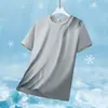 Camiseta deportiva de verano transpirable de secado rápido para hombre, de seda helada, manga corta, corte holgado, talla grande, top fresco versátil casual