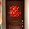 Personaje grande rojo "Feliz", aterciopelado y ahuecado, pegatina "Feliz" para puerta de unidad de alta gama, pegatina de pared para decoración de bodas, puerta de entrada estilo chino