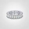 Anillo rectangular de plata S925 con circonita para mujer, chapado en oro, anillo completo de imitación de diamante, anillo de cola personalizado de moda