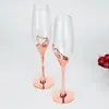 Copa de Champán Love de Boda con Base de Acero Inoxidable y Tallo de Diamante de Cristal Copa para Vino Tinto Oro Rosa Venta al por Mayor