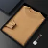 Suéter de Cachemira de Cuello Alto Medio para Hombre, Cálido para Otoño e Invierno, Talla Grande, Casual, Color Sólido, Camisa Base de Punto