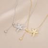 Corrente para Clavícula Elegante com Zircônia Banhada a Ouro Real Design de Nicho Feminino Colar com Pingente de Estrela do Mar e Franja Colar Personalizado Versátil