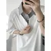 Camisa polo de cuadros falsa de dos piezas para hombre, camisa de algodón de manga corta para verano con cuello, camiseta holgada de talla grande