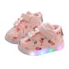 Zapatillas de deporte para niñas, primavera y otoño, nuevas zapatillas casuales de cuero para niños, zapatillas luminosas de dibujos animados para niñas con luces