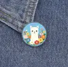 Broche Fofo de Alpaca com Desenho de Flor em Cores Macaron Frescas, Emblema para Meninas, Pino para Mochila e Jaqueta