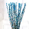 Salgueiro Prateado Flor Real Galho Fresco Flor Seca Ornamento Planta Verde Hidropônica de Interior Ano Novo Balde Vermelho da Sorte Flor Atrai Sorte Véspera de Ano Novo Planta em Vaso