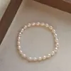 Pulseira de Pérolas de Água Doce Naturais, Não Precisa Remover ao Lavar as Mãos, Pulseira de Pérolas Arroz Prata de Lei 925, Atacado