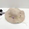 Sombrero de Paja de Playa de Ala Ancha para Mujer Verano Viajes a la Costa Vacaciones Protección Solar Guirnalda Sombrero para el Sol Sombrero para el Sol de Ciclismo al Aire Libre