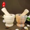Prensa de ajo de mármol natural, mortero de piedra para uso doméstico, machacador de ajo, picador de ajo, prensa de ajo, recipiente para triturar, mortero de ajo