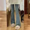 Jeans Acampanados para Mujer, Tallas Grandes, Favorecedores para Figuras Curvilíneas, Cintura Alta, Tipo Pera, Corte Ajustado, Elásticos, Dobladillo Deshilachado, Versátiles