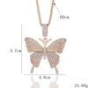 Collar de Mariposa Europeo y Americano Diseño Simple de Nicho Colgante de Mariposa de Diamantes Completos Ins Moda Personalizada Hip Hop Cadena de Lana para Mujer