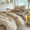 Juego de Ropa de Cama de Tres Piezas para Cama de Dormitorio Estudiantil, Sábana Bajera de Algodón Puro, Sábana Plana, Funda de Edredón Juego de Cuatro Piezas