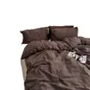 Conjunto de cuatro piezas de algodón puro tejido a rayas de café estilo blogger de Instagram, sábanas, fundas de edredón, ropa de cama de algodón lavado