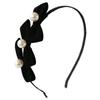 Elegante tocado de terciopelo con bordes finos, banda para el cabello con lazo negro de estilo coreano Dongdaemun, accesorios para el cabello de mujer, moda femenina