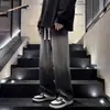 Jeans americano degradê retrô para primavera e outono para homens, perna reta, corte solto, moderno, perna larga, estilo high-street, casual, comprimento total