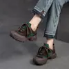 Jie Zhou 2025 Otoño Nuevo Estilo Bosque Versión Coreana Punta Redonda Patchwork Casual Moda Zapatos de Mujer Suela Gruesa Ligeros Versátiles
