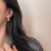 Pendientes compactos y elegantes con clip de oreja de circonita, estilo coreano, con lazo, exquisitos pendientes de clip de oreja irregulares con diamantes cuadrados