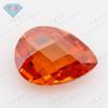 Gema Huagang en forma de pera, naranja-rojo, doble cara de tortuga, circón, piedra desnuda, forma de gota, cara a cuadros, cara anillada de CZ, joyería con diamantes de imitación