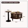 Mesa de café retro francesa de madera maciza para sala de estar, hogar, apartamento pequeño antiguo, combinación de cristal americana, mesa de té redonda Changhong