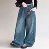 Jeans de Primavera y Otoño para Niñas 2026 Nuevos Casuales Estilo Coreano Jeans de Estrella con Accesorios para Niñas Mayores Modernos