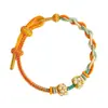 Pulsera Hecha a Mano DIY Producto Terminado para Mujer, Lujo Ligero Nicho Exquisita Cuerda Roja Trenzada, Se Puede Ensartar con Cuentas Doradas