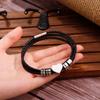 Nuevo Pulsera de Acero Inoxidable con Grabado de Corazón para Hombre Día del Padre Cuerda de Cuero Trenzada DIY Joyería de Mano Personalizada Fábrica