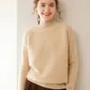 Suéter de cachemira liso de punto trenzado para mujer, cuello semi alto, mangas raglán, elegante y versátil para el uso diario