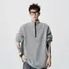Sudadera fina de estilo americano deconstruida con media cremallera para hombre, talla grande, elegante y genial, chaqueta tipo pullover, marca de tendencia de invierno, ropa de hombre de alta gama