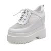 Zapatos de Plataforma Gruesa con Cordones y Malla Hueca de Nuevo Estilo para Mujer de 12 cm, Zapatos Casuales de Tacón Alto Transpirables Estilo Coreano para Mujer