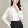Camisa de Seda de Garantia de Qualidade Redutora de Idade Estilo Chinês Novo para Mulheres Primavera e Outono Novo Estilo Uso Diário Deslocamento Top Jacquard Estilo Chinês